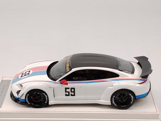 VIP 1/18 Porsche RWB TAYCAN BROMOS #59 white paint simulation car model