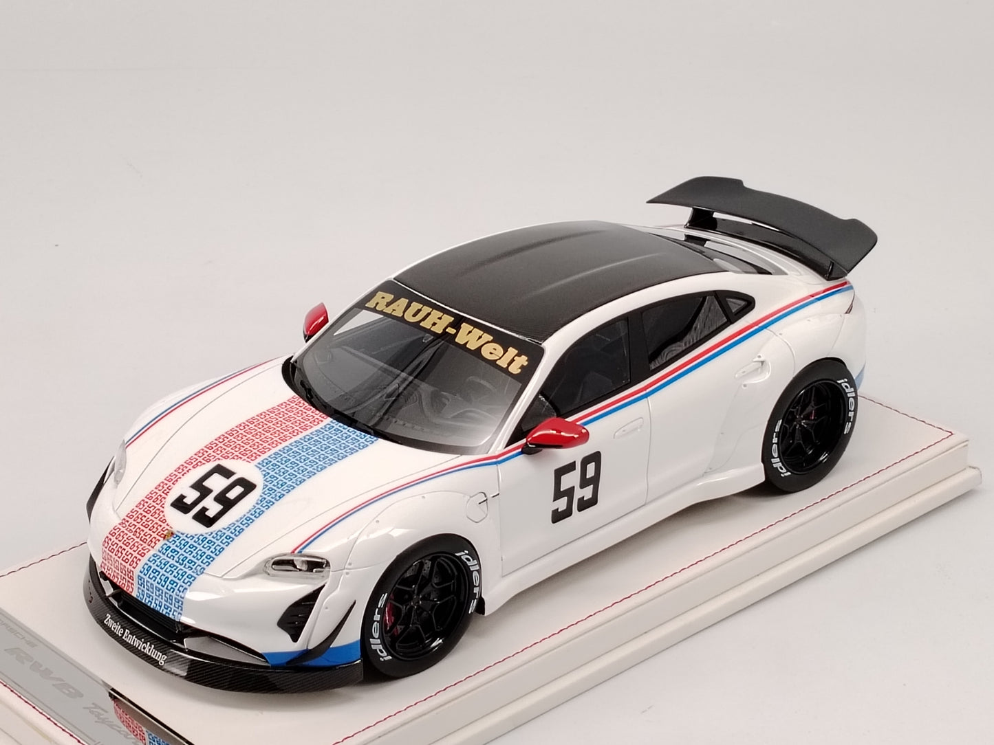 VIP 1/18 Porsche RWB TAYCAN BROMOS #59 white paint simulation car model