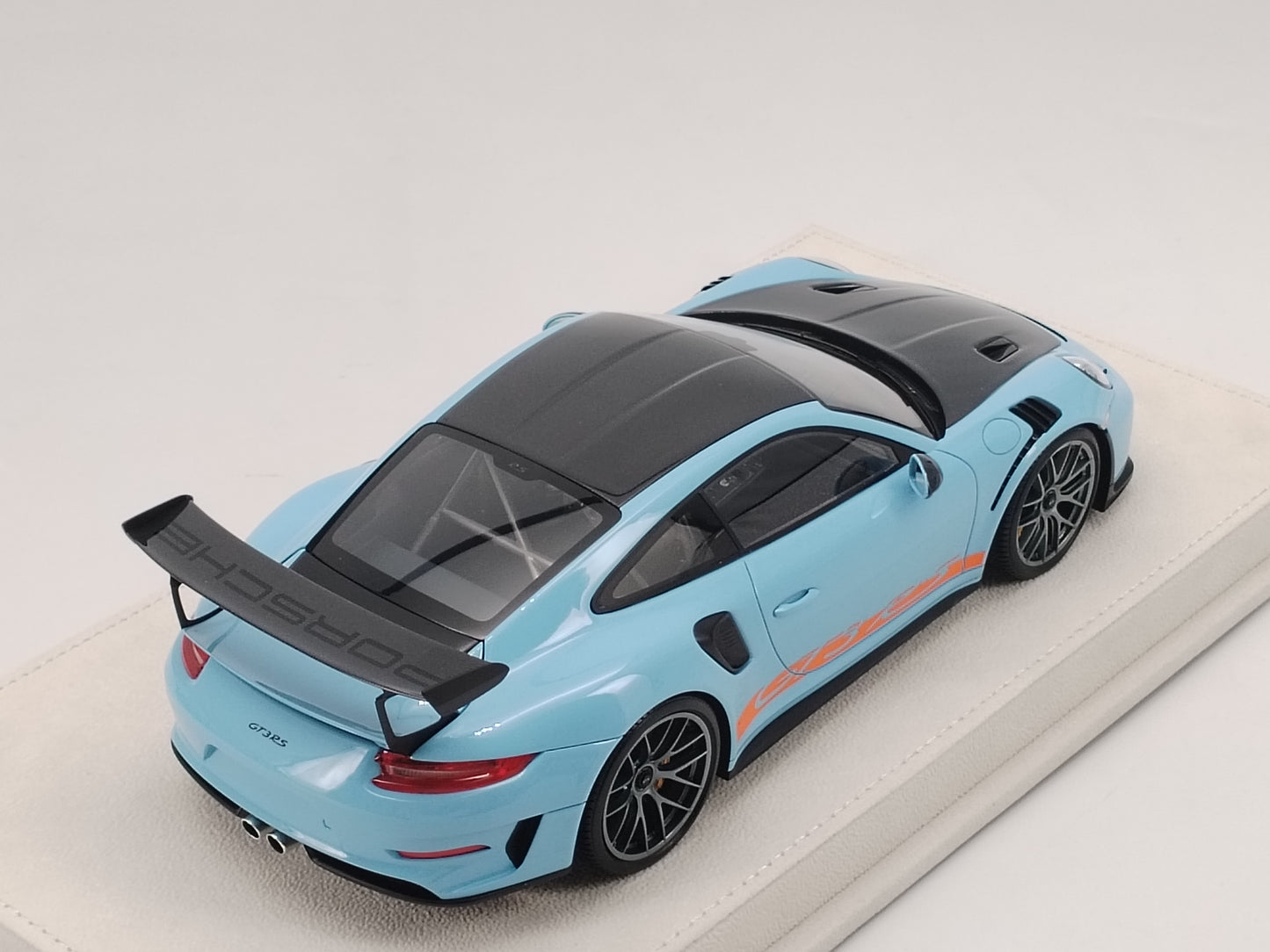 MAKEUP 1/18 Porsche 991.2 GT3RS WEISSACH PACKAGE 2018 Gulf Blue Carbon Fiber Cover Simulation Model Car EML072C