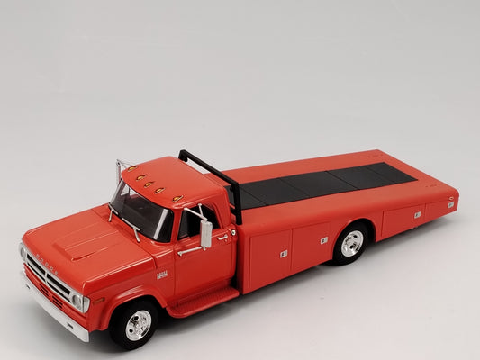 ACME 1/18 Dodge D300 RAMP TRUCK Orange Trailer Simulation Car Model