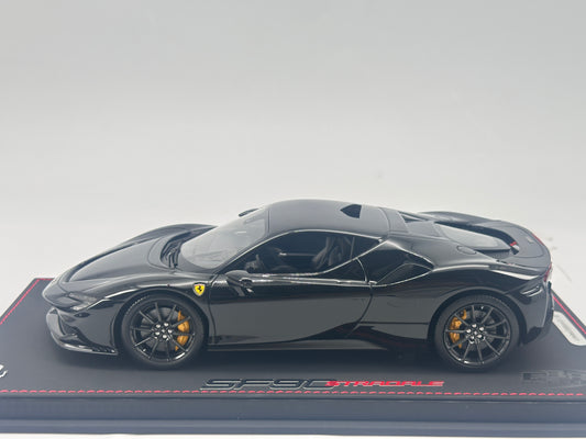 BBR 1/18 Ferrari SF90 Stradale Leather Base Brilliant Daytona Black Simulated Car Model