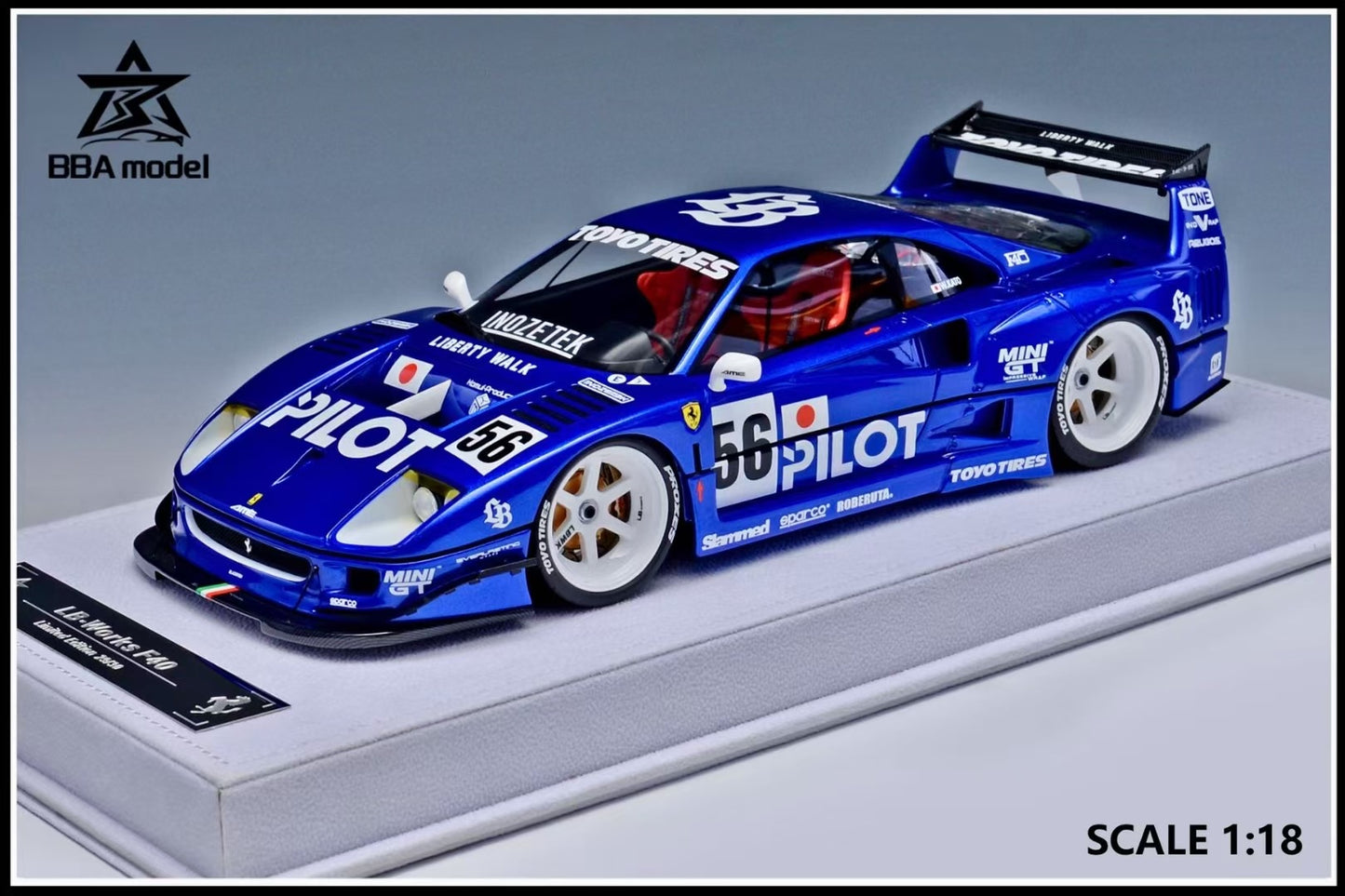 BBA model 1/18 Ferrari F40 LBWK wide-body modified resin car model