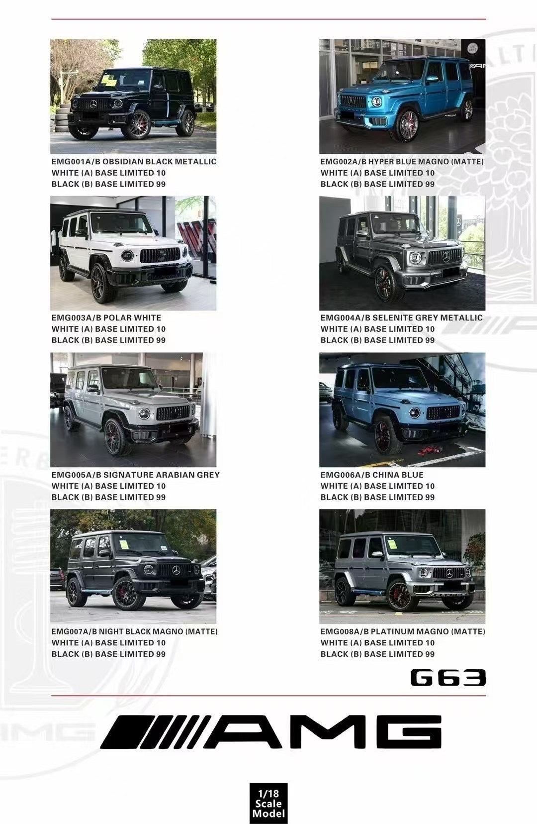 【Pre-sale】DM 1/18 Mercedes-Benz AMG G63 Limited Edition Car Model Ornaments