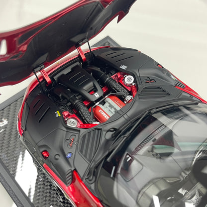 BBR 1/18 Ferrari Pursangue, black top, carbon fiber base metallic red HE180052BCH