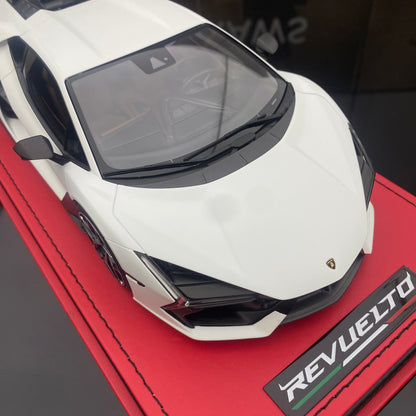 Colección de adornos de simulación de coche Lamborghini Reveulto Starlight White a escala 1/18