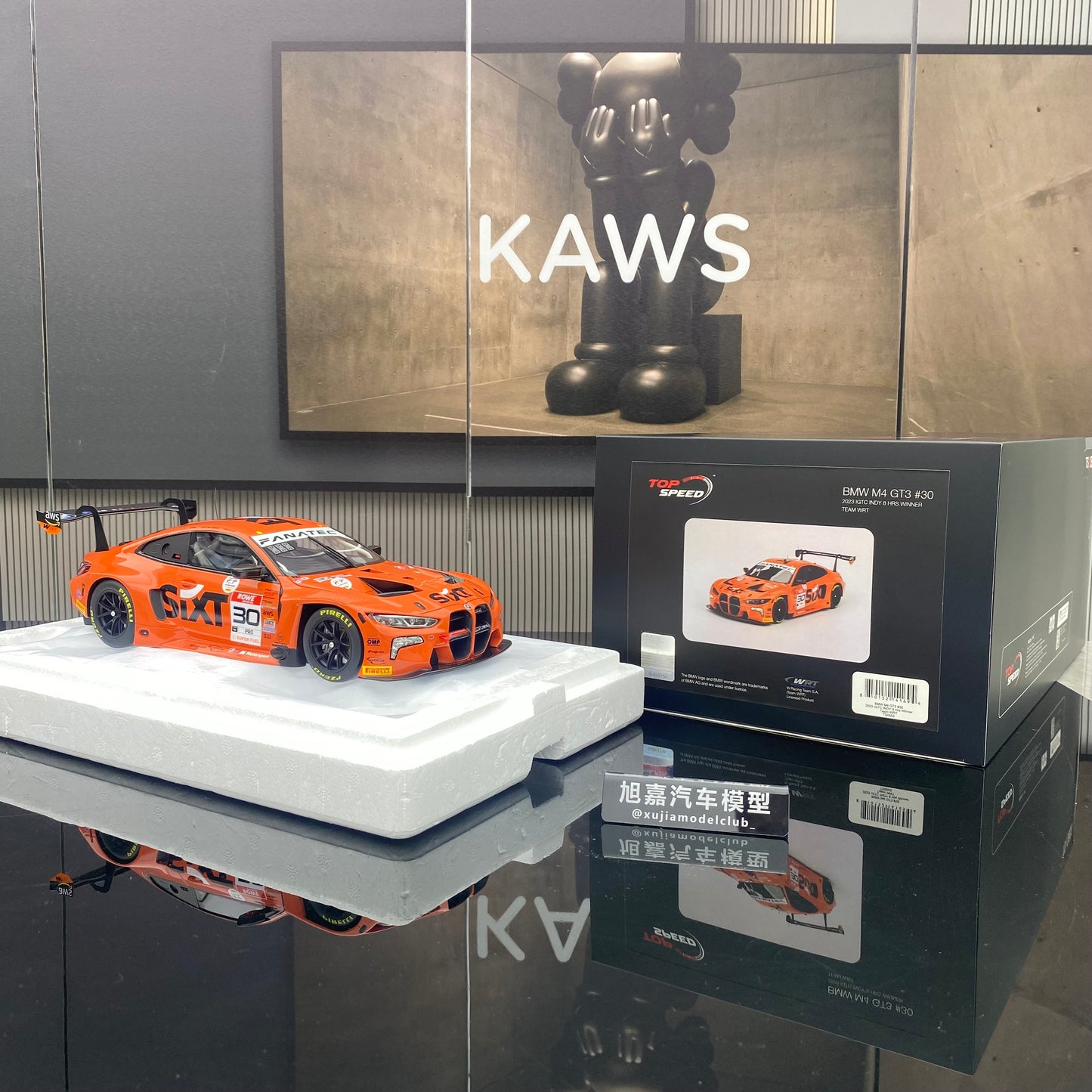 Topspeed 1/18 BMW M4 GT3 M4 GT3 BMW M Team WRT orange-red painting simulation car model ornaments