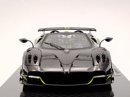 AustraLux Model 1/18 Pagani Huayra Roadster BC All-Carbon Fiber with Green Stripes Car Model