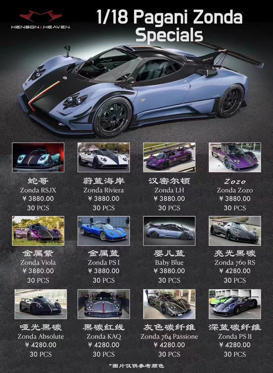 pre-sell HH Model 1/18 Pagani Zonda hardtop supercar limited edition simulation car model ornament gift