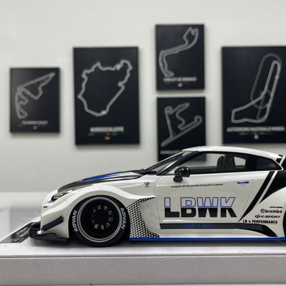 BBA MODEL 1/18 Nissan GTR 35GT-RR Blue and White Limited Edition Model Car