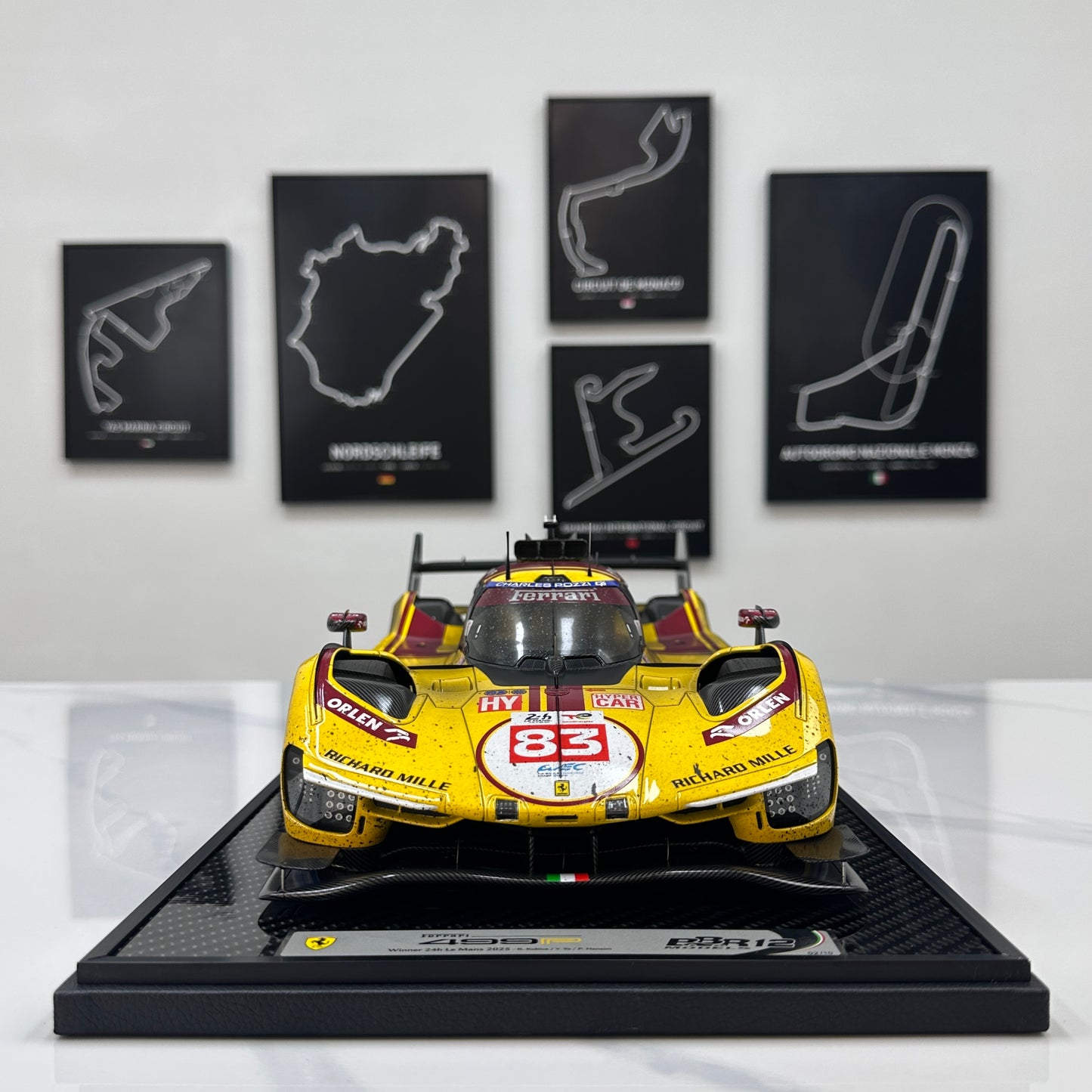 BBR 1/12 Ferrari 499P Le Mans 2025 - Ye Yifei's championship sprint in dirty form - Le Mans #83 - BBR1228Cdirty