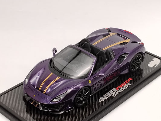 BBR 1/18 Ferrari 488 Pista Spider Hong Kong Purple High-quality Replica Car Model Ornament