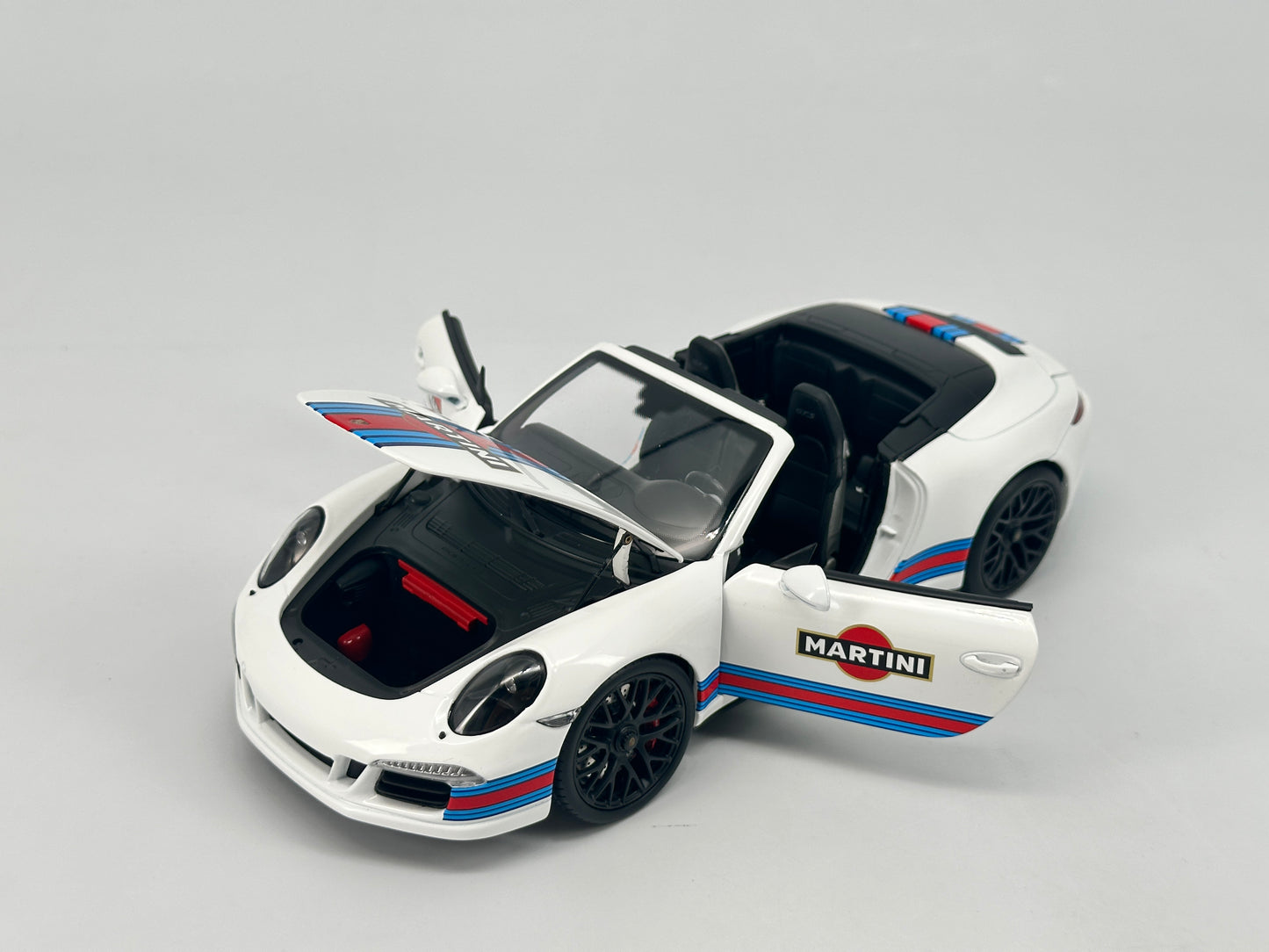 WSW 1/18 Porsche 911 GTS Martini Simulation Model Car Ornaments Birthday Gift