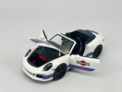 WSW 1/18 Porsche 911 GTS Martini Simulation Model Car Ornaments Birthday Gift