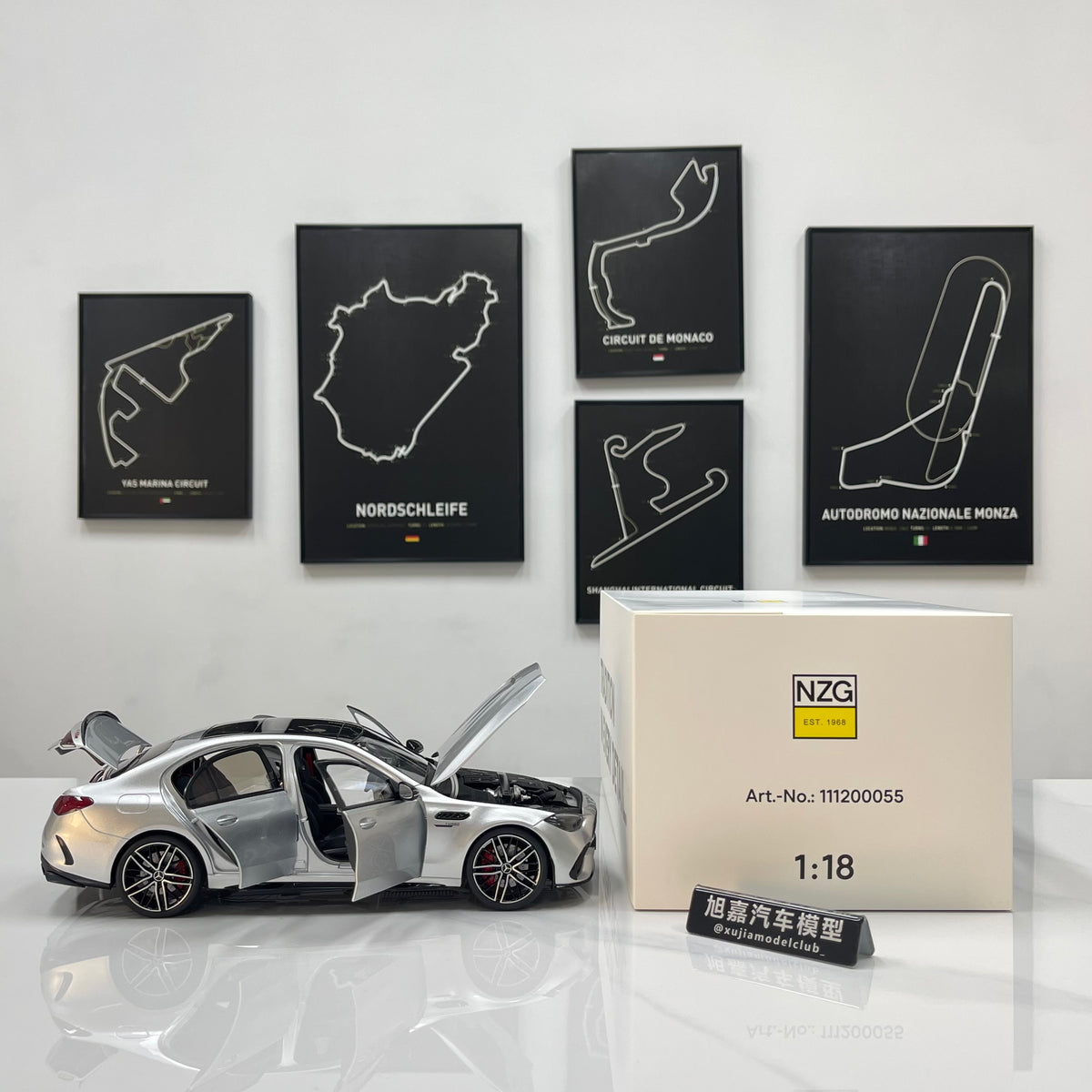 NZG 1/18 Mercedes-AMG C63 S E Performance – Tech Silver (111200055)