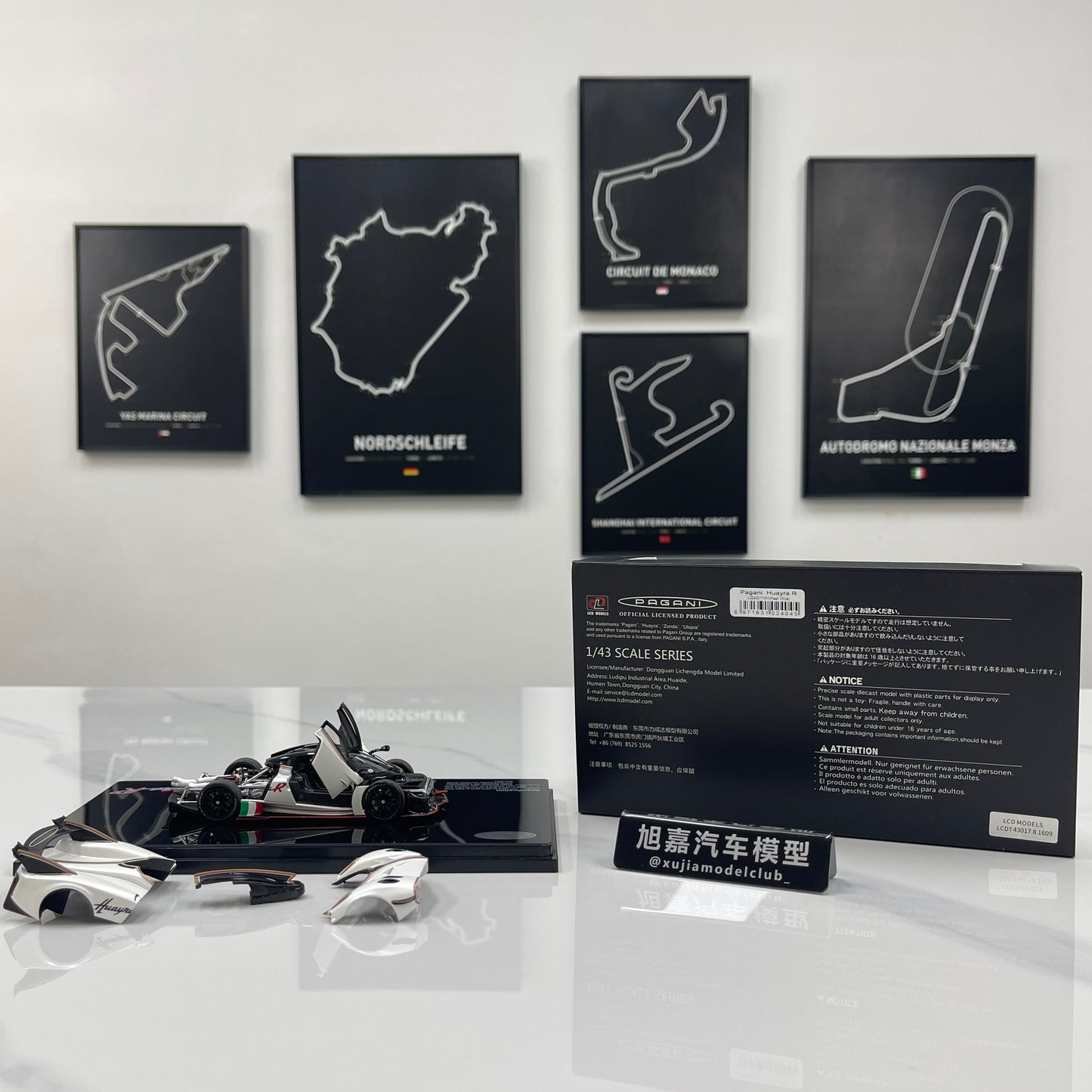 LCD 1/43 Pagani Huayra R Die-cast Model (Fully Opening Parts) – Matte White (LCD43017-PW)