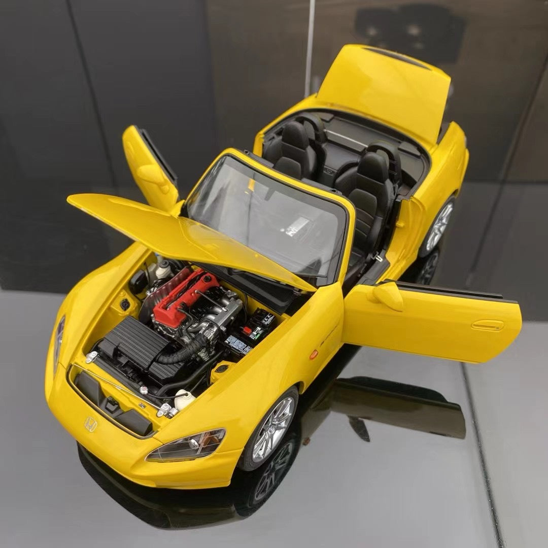 MH 1/18 Honda S2000 (AP2) Yellow Alloy Fully Open Simulation Car Model