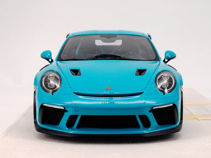 MAKEUP 1/18 Porsche 991.2 GT3RS WEISSACH PACKAGE 2018 Gulf Blue Carbon Fiber Cover Simulation Model Car EML072C