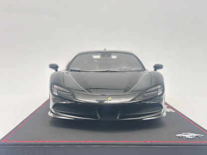 BBR 1/18 Ferrari SF90 Stradale Leather Base Brilliant Daytona Black Simulated Car Model