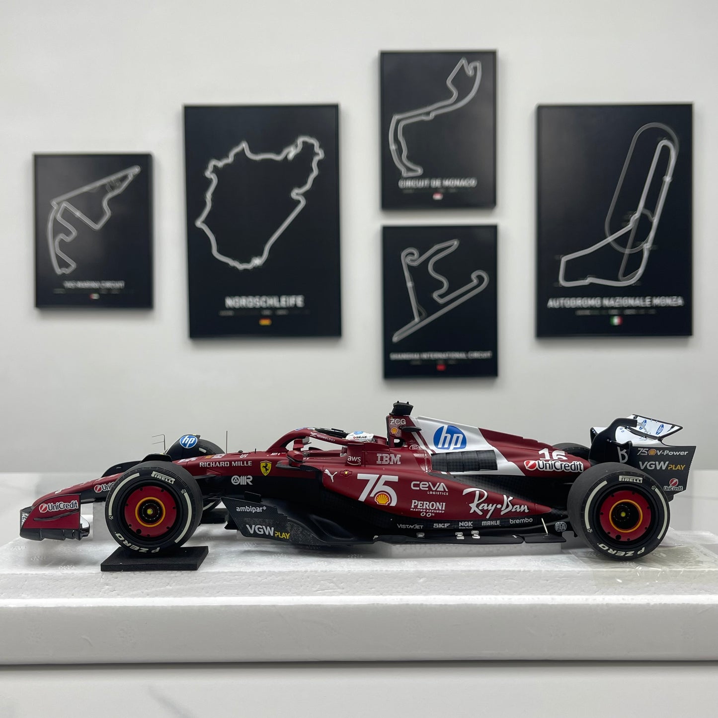 BBR 1:18 Ferrari SF25 F1 Car — Monaco GP 2nd Place (#16) — P18267C16
