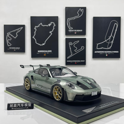 IVY 1/12 Porsche 992 GT3 RS City Bamboo Green and White Decals Limited Edition Model Car