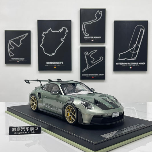 IVY 1/12 Porsche 992 GT3 RS City Bamboo Green and White Decals Limited Edition Model Car