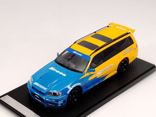 IVY 1/18 Nissan STAGEA R34 Touring Yellow SPOON Simulation Car Model