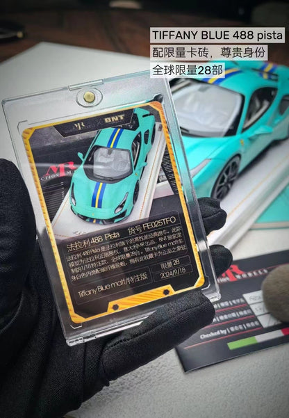 MR 1/18 Ferrari 488 pista special edition matte Tiffany blue limited edition of 28 simulated car model ornaments