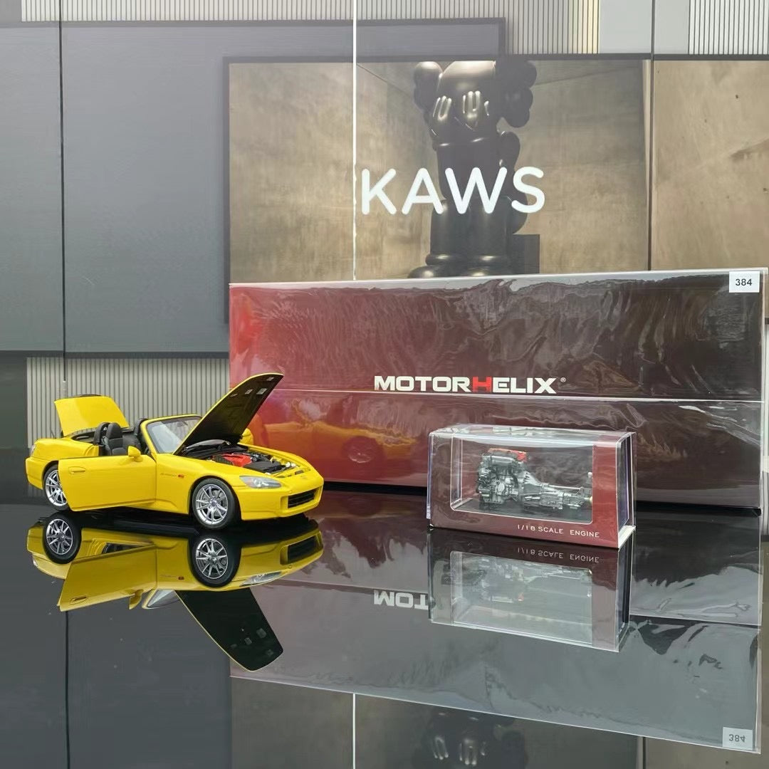 MH 1/18 Honda S2000 (AP2) Yellow Alloy Fully Open Simulation Car Model