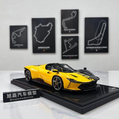 BBR 1/18 Ferrari SP3 Daytona 599+1 Spider - Open Roof Modena Yellow/Black Carbon Fiber P18214TMOCH