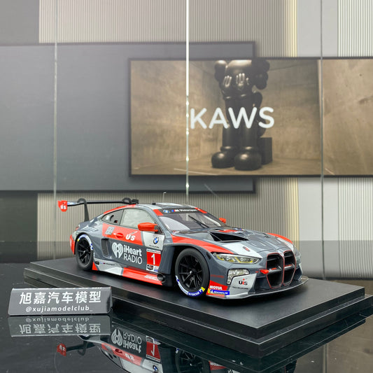 TOPSPEED 1/18 BMW M4 GT3 #1 Paul Miller Racing IMSA 2024 Sebring 12 Hrs Black Gray Red Paint Simulation Car Model