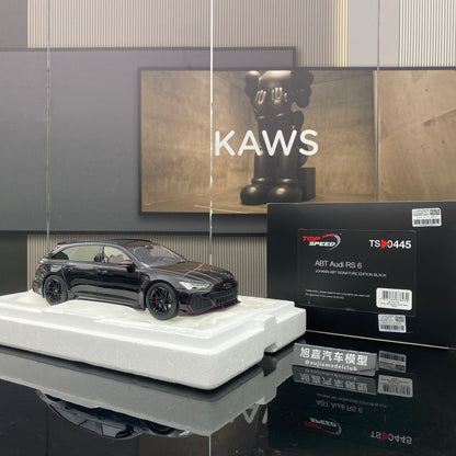 Adorno de coche de simulación Audi RS6 en olla de cocción lenta negra TopSpeed ​​1/18 ABT