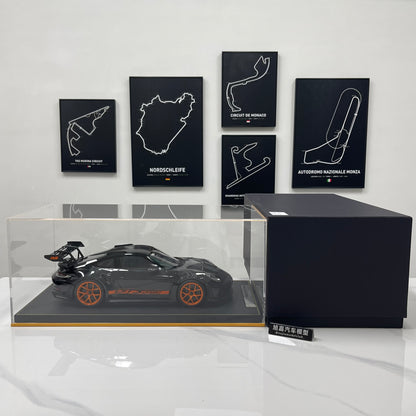 IVY 1/12 Porsche 992 GT3 RS Black with Orange Wheels Limited Edition Model Car
