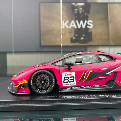 SPARK 1/18 Lamborghini Huracan GT3 EV02 Iron Dames Team 2023 Spa Endurance Race No. 83 Pink Simulation Car Model Ornament
