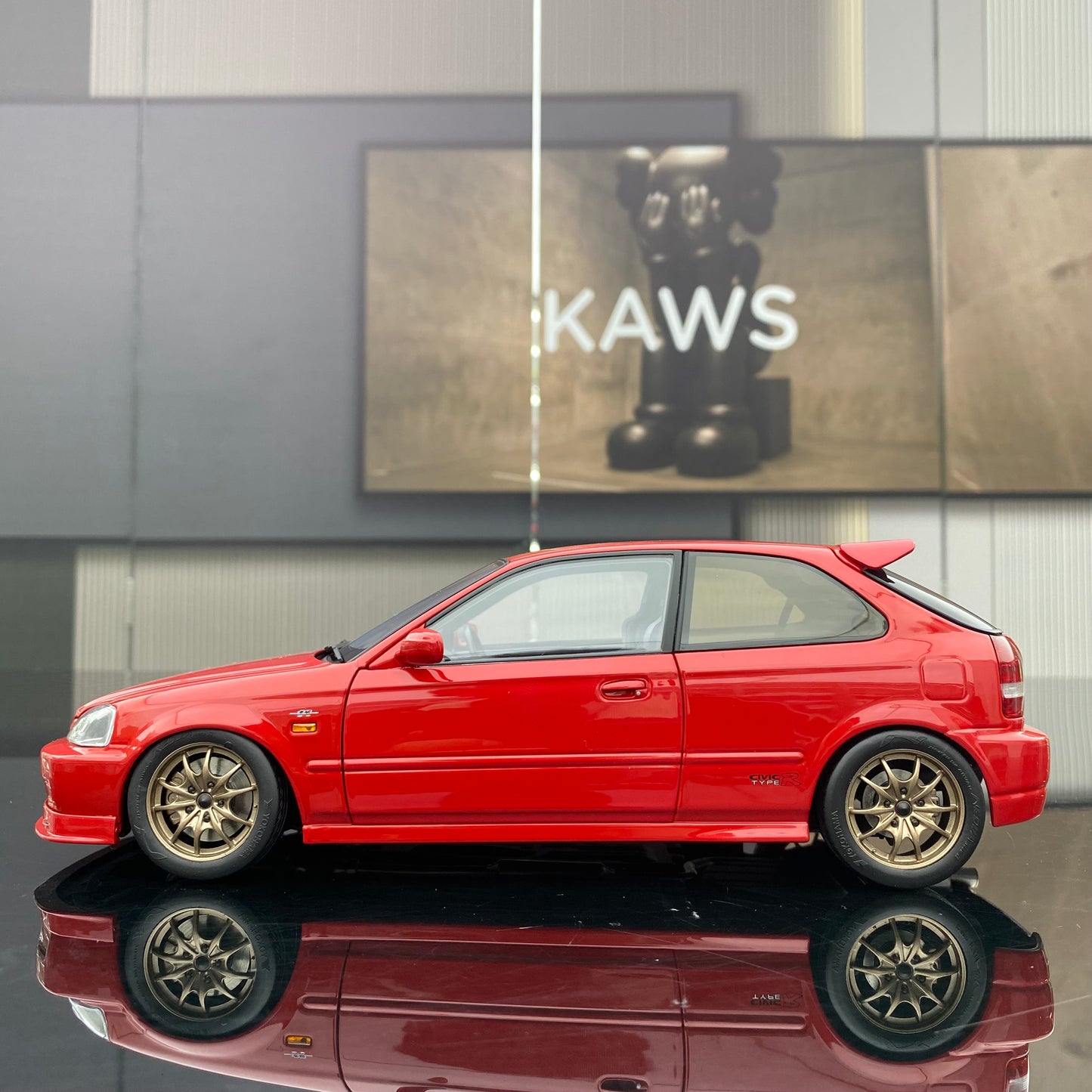 MH 1/18 Honda Civic EK9 Alloy Fully Open Simulation Car Model Ornaments