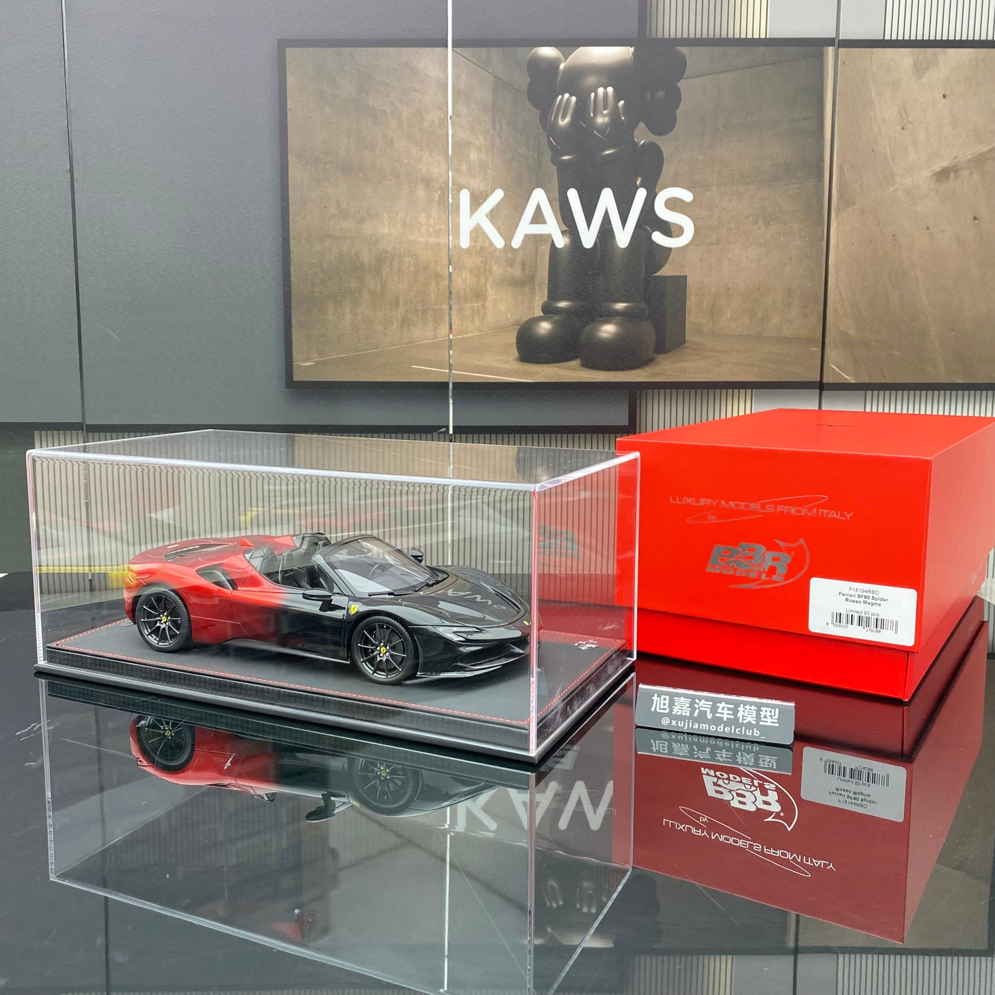 Ferrari SF90 Ferrari Spider, edición limitada, modelo de coche de resina simulada, regalo, escala 1/18, BBR