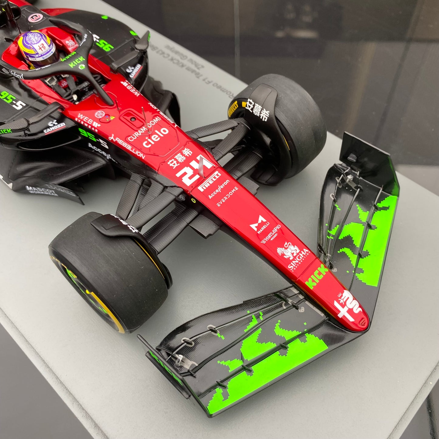 SPARK 1/18 Alfa Romeo F1 Team C43 2023 Belgian Grand Prix Zhou Guanyu Red Simulation Car Model Ornament
