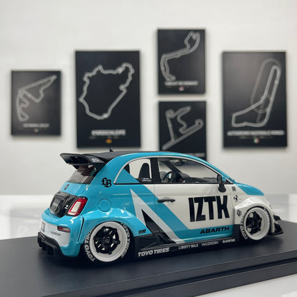 Topspeed 1/18 LB-WORKS x Abarth Works IZTK Abarth 95 – Blue & White Livery (TS0623)