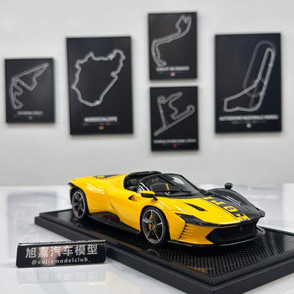 BBR 1/18 Ferrari SP3 Daytona 599+1 Spider - Open Roof Modena Yellow/Black Carbon Fiber P18214TMOCH