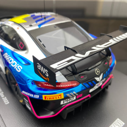 SPARK 1/18 Mercedes-Benz AMG GT3 Akkodis ASP Team 2023 Spa Endurance Race Runner-up No. 88 Blue Paint Simulation Car Model Ornament