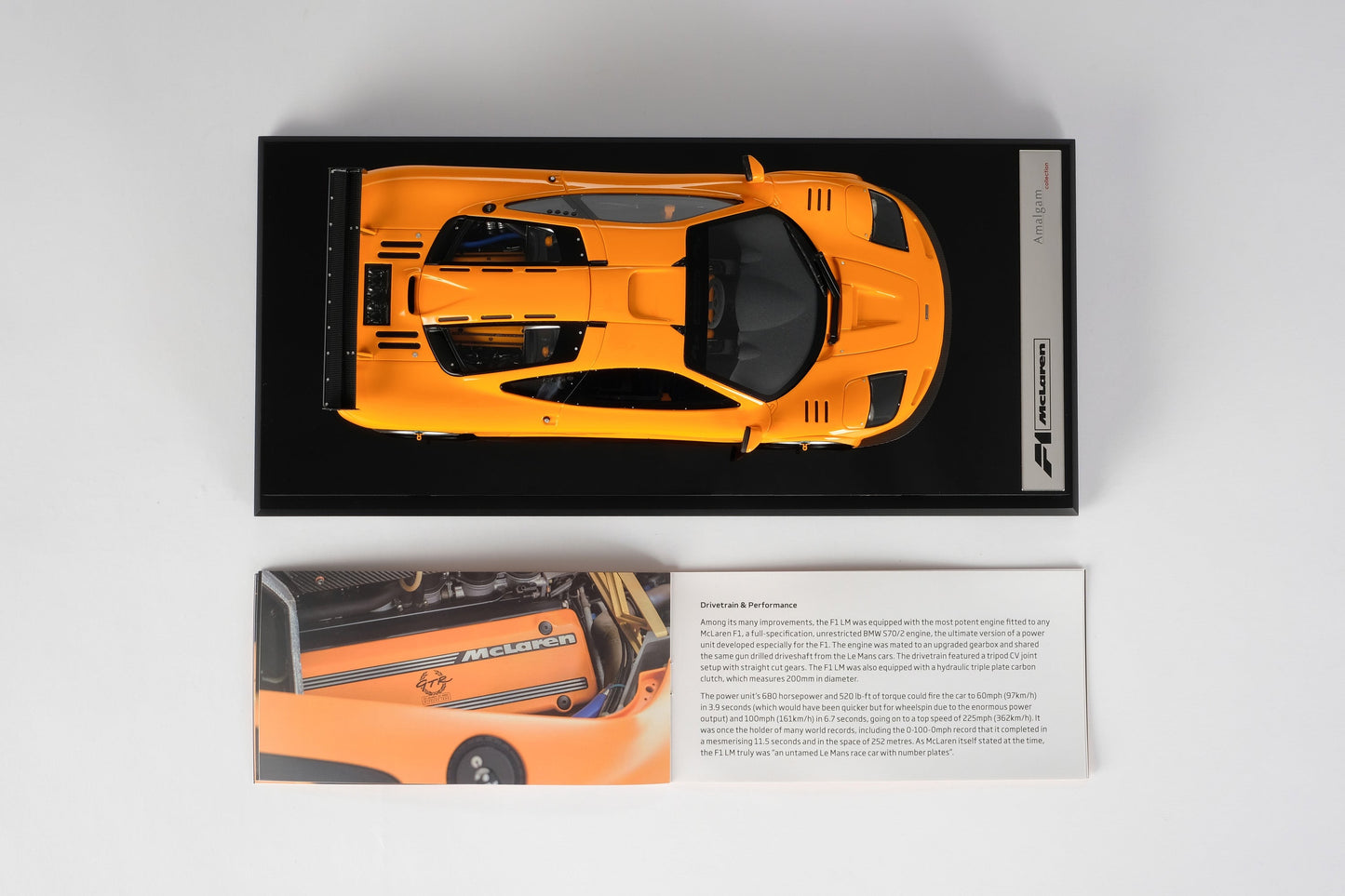 Amalgam 1/18 McLaren F1LM yellow simulation car model birthday gift ornament