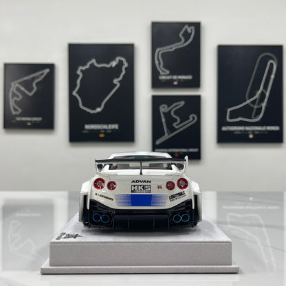 BBA MODEL 1/18 Nissan GTR 35GT-RR Blue and White Limited Edition Model Car