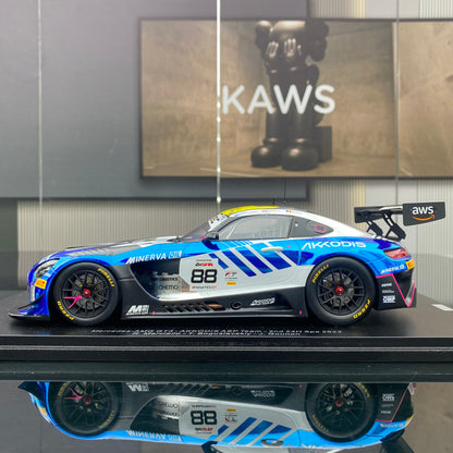 SPARK 1/18 Mercedes-Benz AMG GT3 Akkodis ASP Team 2023 Spa Endurance Race Runner-up No. 88 Blue Paint Simulation Car Model Ornament