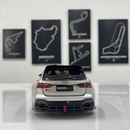 KILO Works 1/18 Audi Darwin RS6 Foil Silver Alloy Fully Open Simulation Model Car