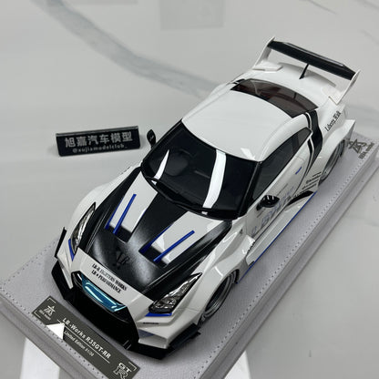 BBA MODEL 1/18 Nissan GTR 35GT-RR Blue and White Limited Edition Model Car
