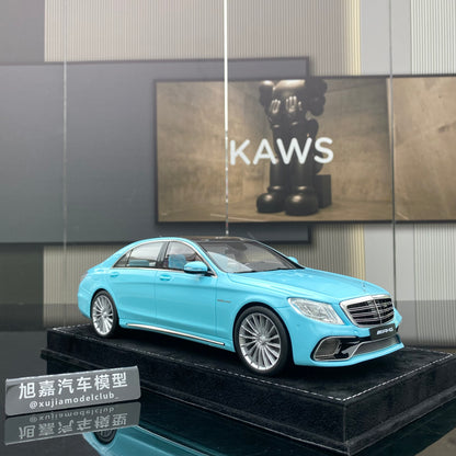 Modelo de coche de resina Mercedes-Benz S65L AMG a escala 1/18, adorno para regalo de cumpleaños.