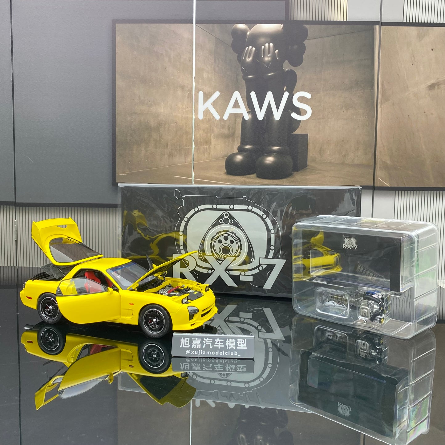 POLAR MASTER 1/18 Mazda RX7 SPEED yellow alloy full-open simulation car model