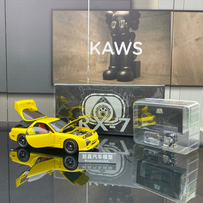 POLAR MASTER 1/18 Mazda RX7 SPEED yellow alloy full-open simulation car model