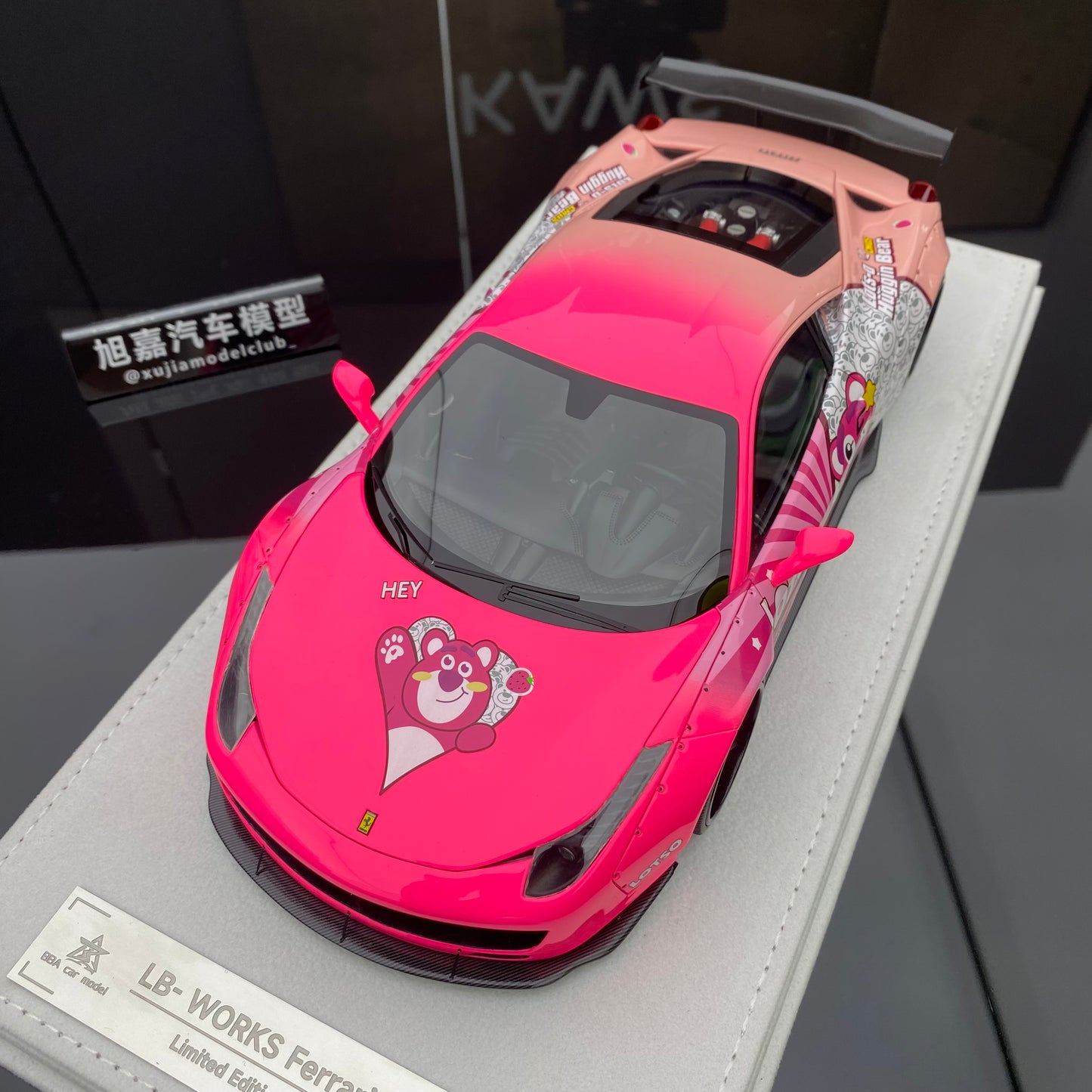 BBA CAR MODEL 1/18 Ferrari 458GT pink limited edition car model ornament