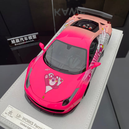 BBA CAR MODEL 1/18 Ferrari 458GT pink limited edition car model ornament