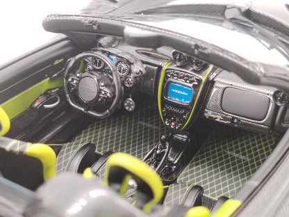 AustraLux Model 1/18 Pagani Huayra Roadster BC All-Carbon Fiber with Green Stripes Car Model